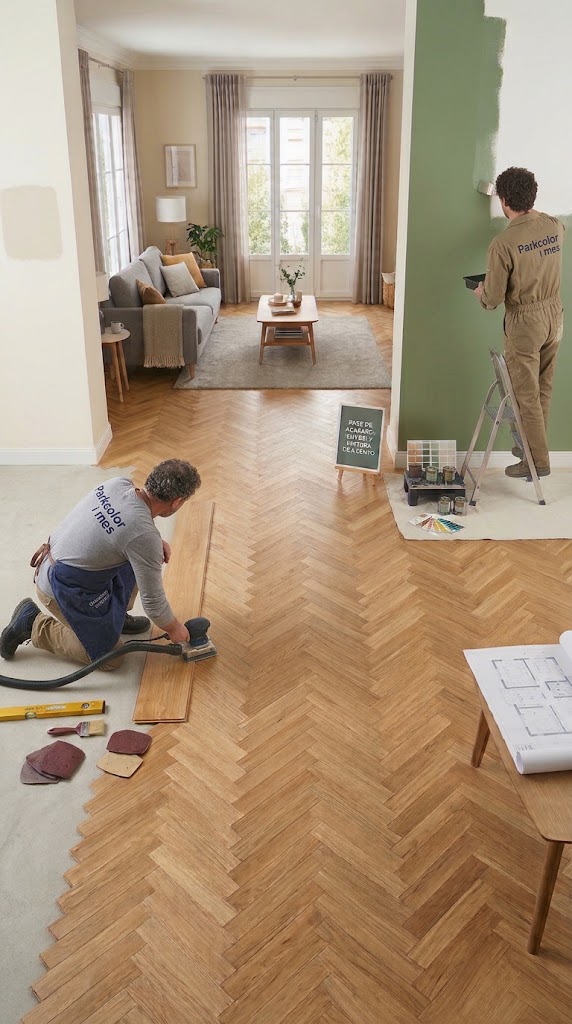 Trabajo de pintura y colocación de parquet de Parkcolor