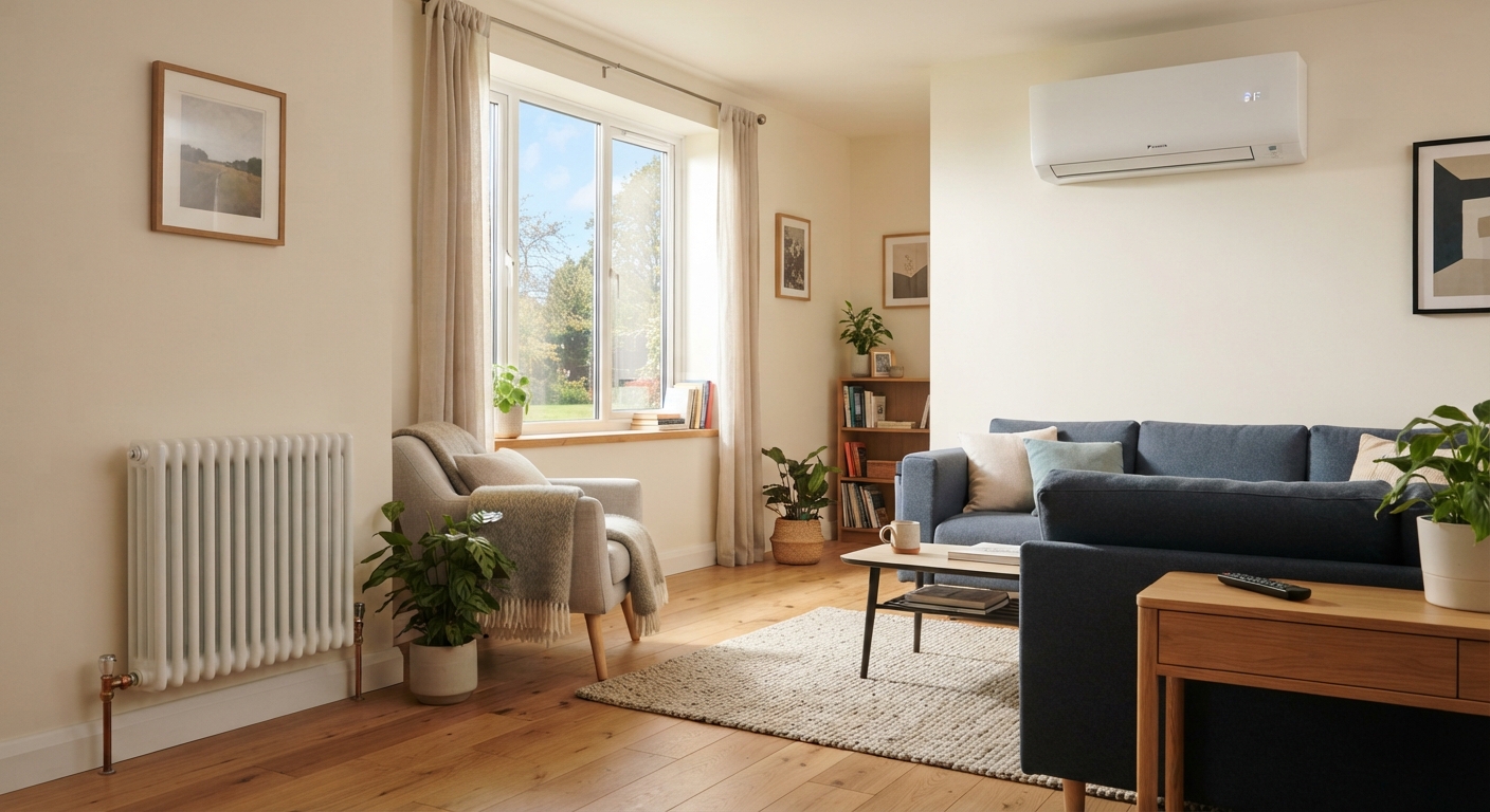 Sala técnica con circuitos de calefacción y ventilación